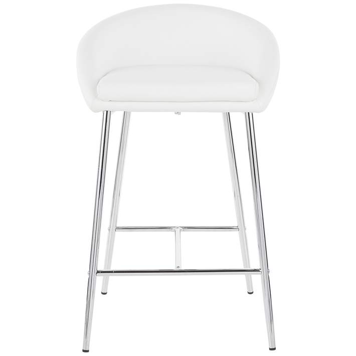 White Faux Leather Counter Stools Set, Leather Bar Stool Set Of 3
