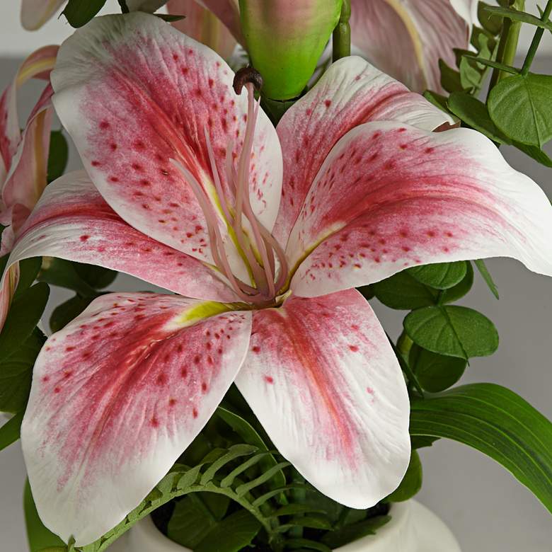 Pink Lily 29&quot; High Faux Flowers in Vase more views