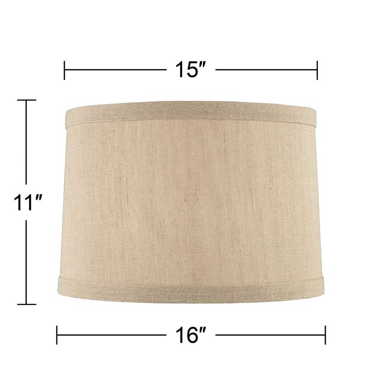 Taupe Linen Hardback Drum Lamp Shade 15x16x11 (Spider) more views