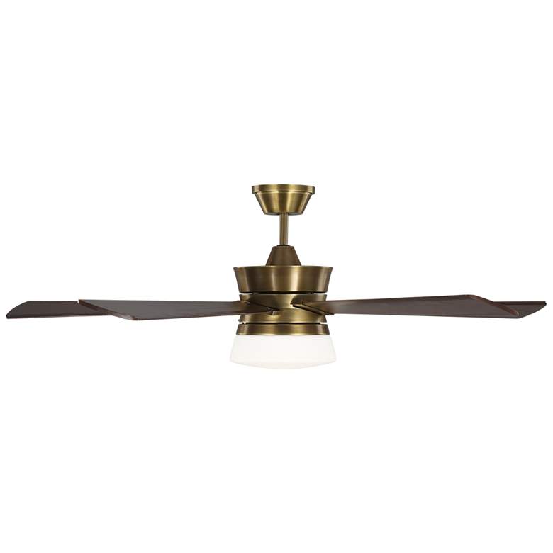 56&quot; Monte Carlo Atlantic Antique Brass and Dark Walnut LED Ceiling Fan more views