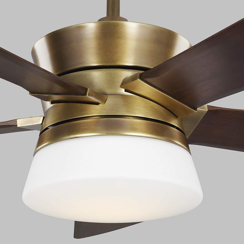 56&quot; Monte Carlo Atlantic Antique Brass and Dark Walnut LED Ceiling Fan more views