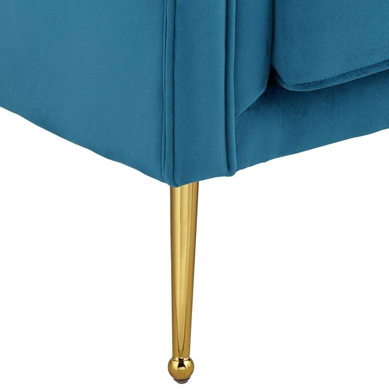 Leighton Blue Velvet and Gold Tufted Accent Chair more views