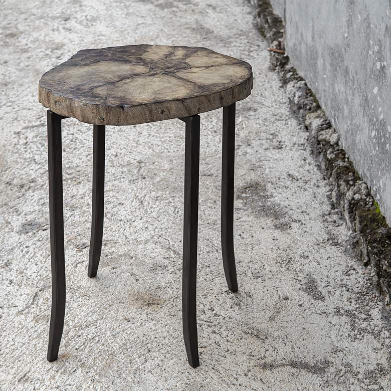 Uttermost Stiles 18 1/2&quot; Wide Petrified Brown Accent Table more views