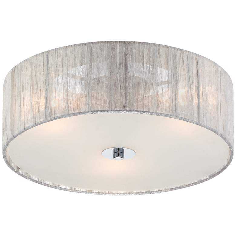 Possini Euro Sheer 16&quot; Wide Silver Fabric Ceiling Light more views