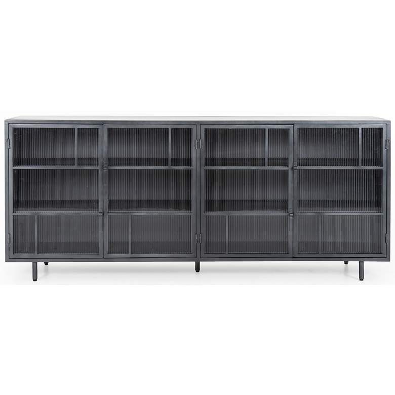 Violet 80&quot; Wide 4-Door Iron and Glass Sideboard more views