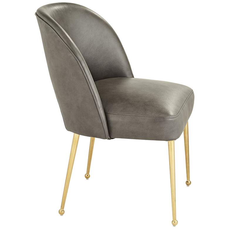 Image 7 Kais Gray Faux Leather and Gold Legs Dining Chair more views