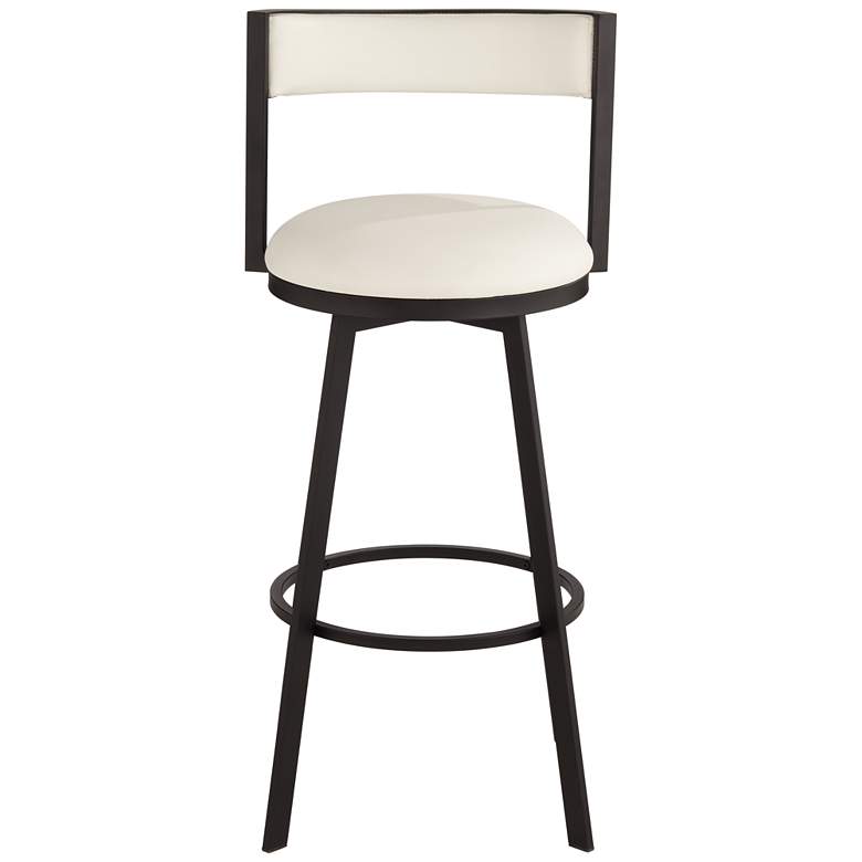Adaya 25 1/2&quot; Black Metal and White Faux Leather Swivel Counter Stool more views
