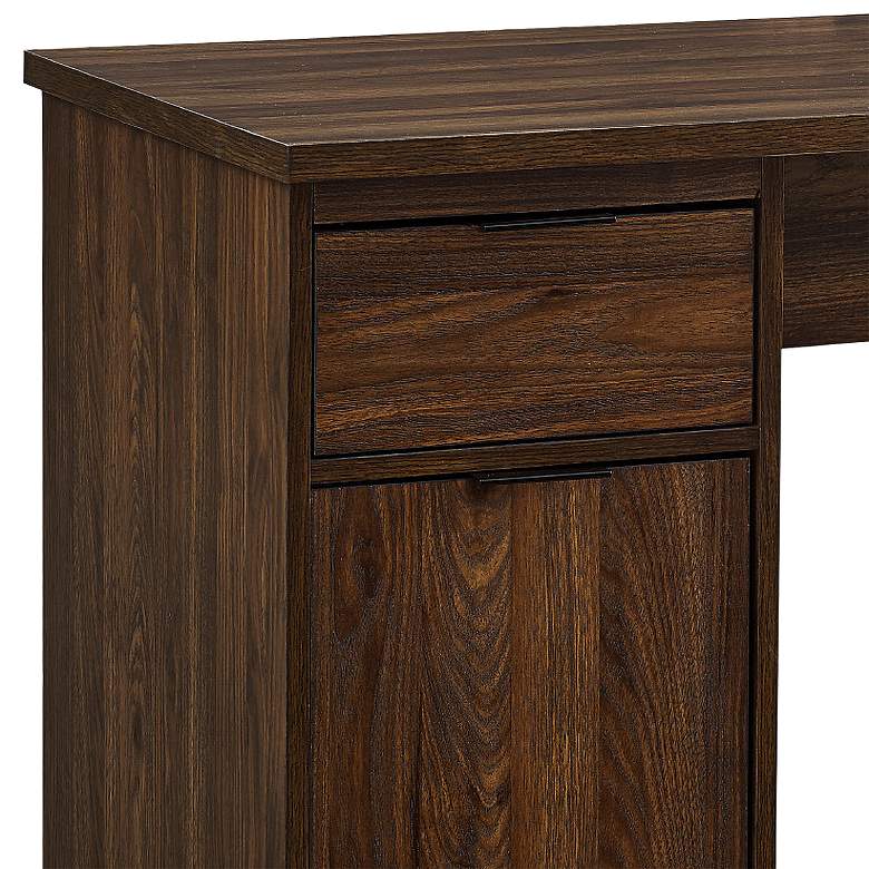 Image 3 Dark Walnut 54" Wide Wood Executive Desk with Dual Storage more views