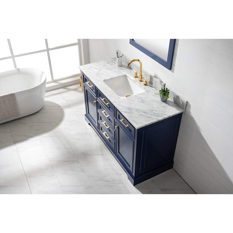 Milano 54&quot; Wide Blue Wood 6-Drawer Single Sink Vanity more views