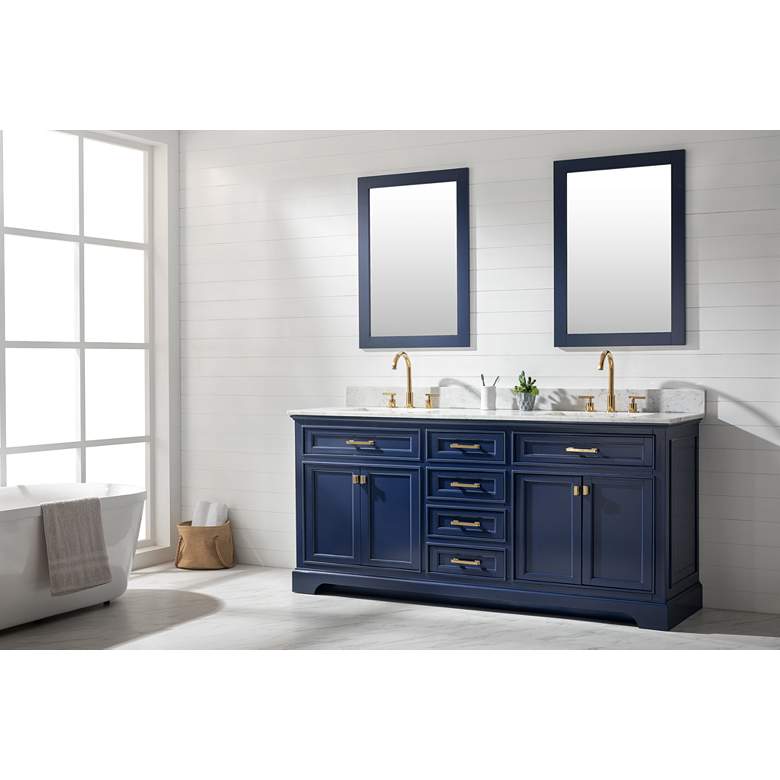 Milano 72&quot; Wide Blue Wood 6-Drawer Double Sink Vanity more views