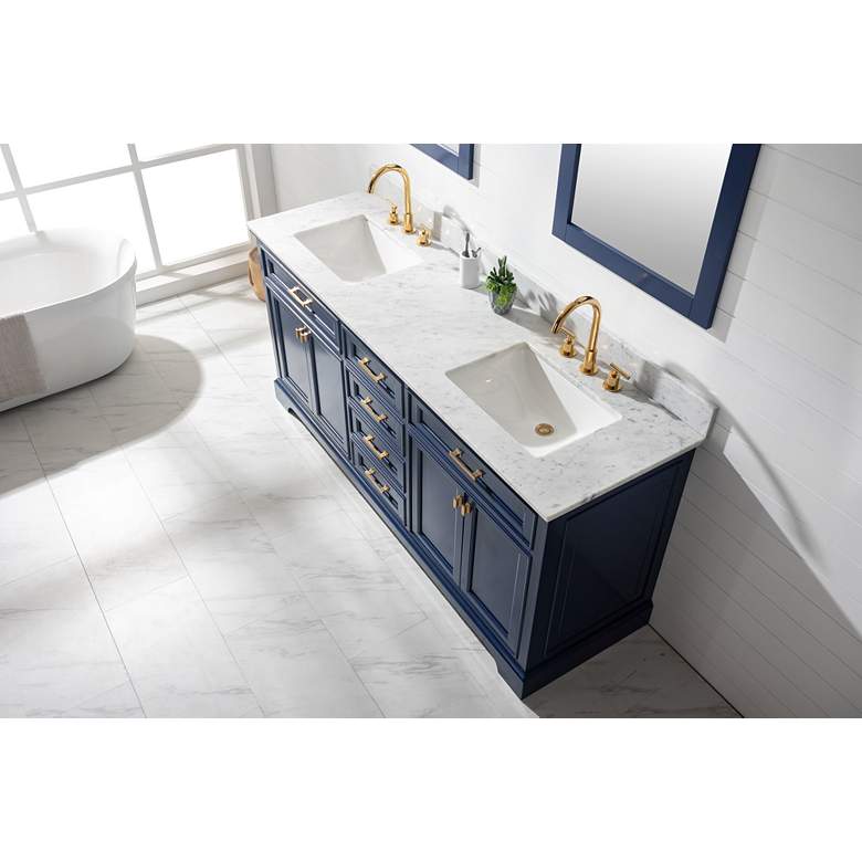 Milano 72&quot; Wide Blue Wood 6-Drawer Double Sink Vanity more views