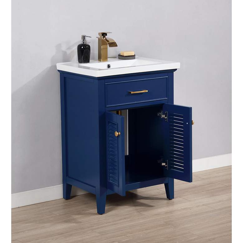 Cameron 24&quot; Wide Blue Wood 2-Door Single Sink Vanity more views
