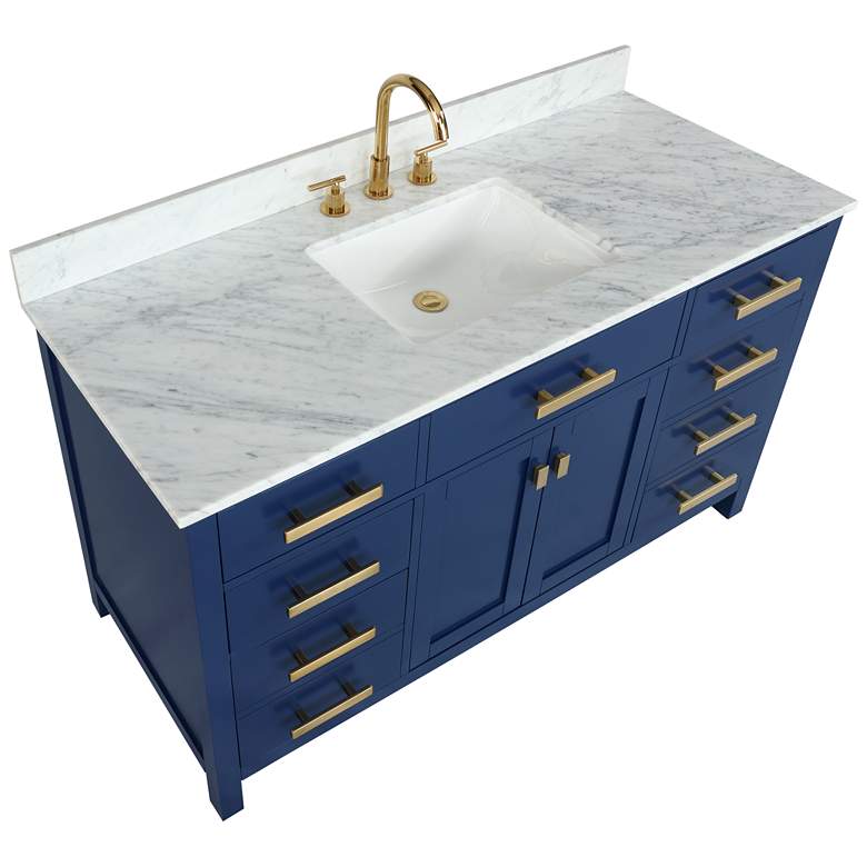 Valentino 54&quot; Wide Blue Wood 5-Drawer Single Sink Vanity more views