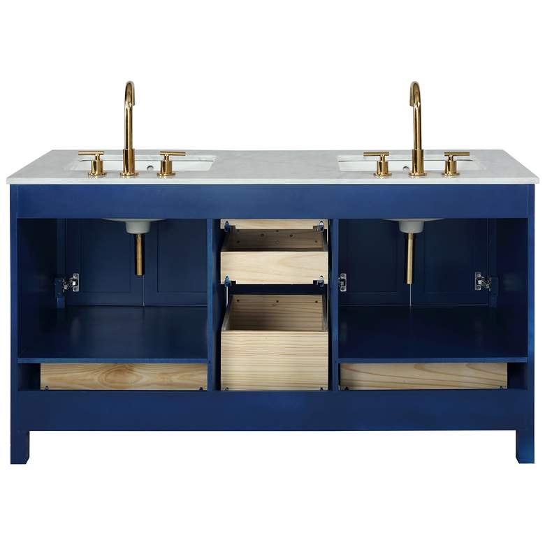 Valentino 60&quot; Wide Blue Wood 5-Drawer Double Sink Vanity more views