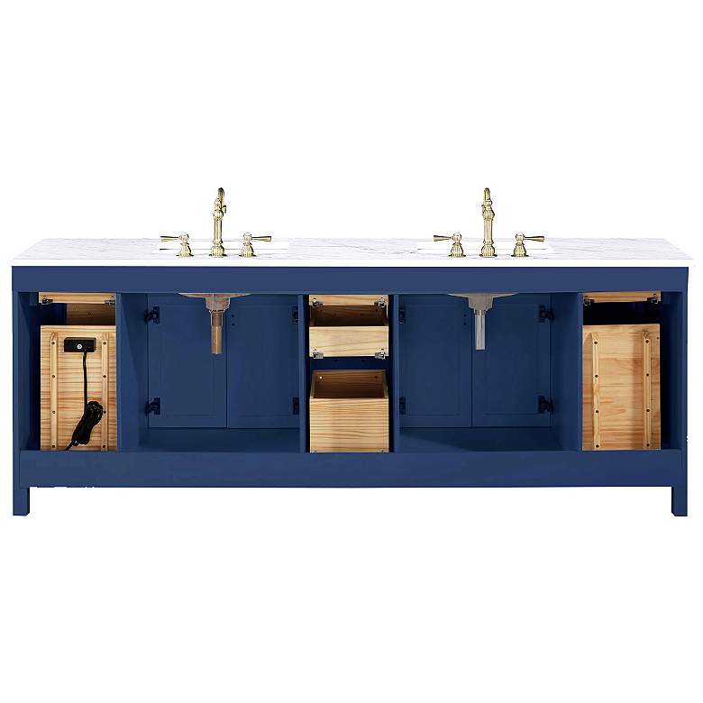 Valentino 84&quot; Wide Blue Wood 7-Drawer Double Sink Vanity more views