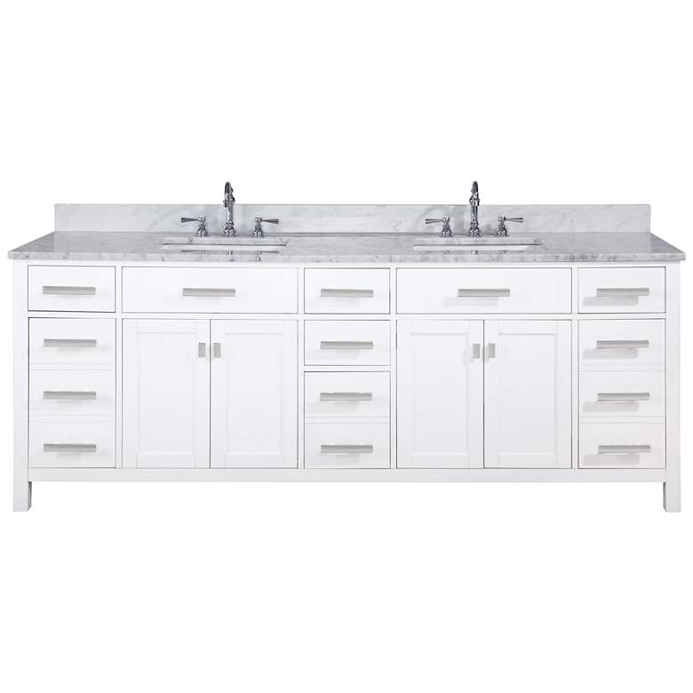 Valentino 84&quot; Wide White Wood 7-Drawer Double Sink Vanity more views