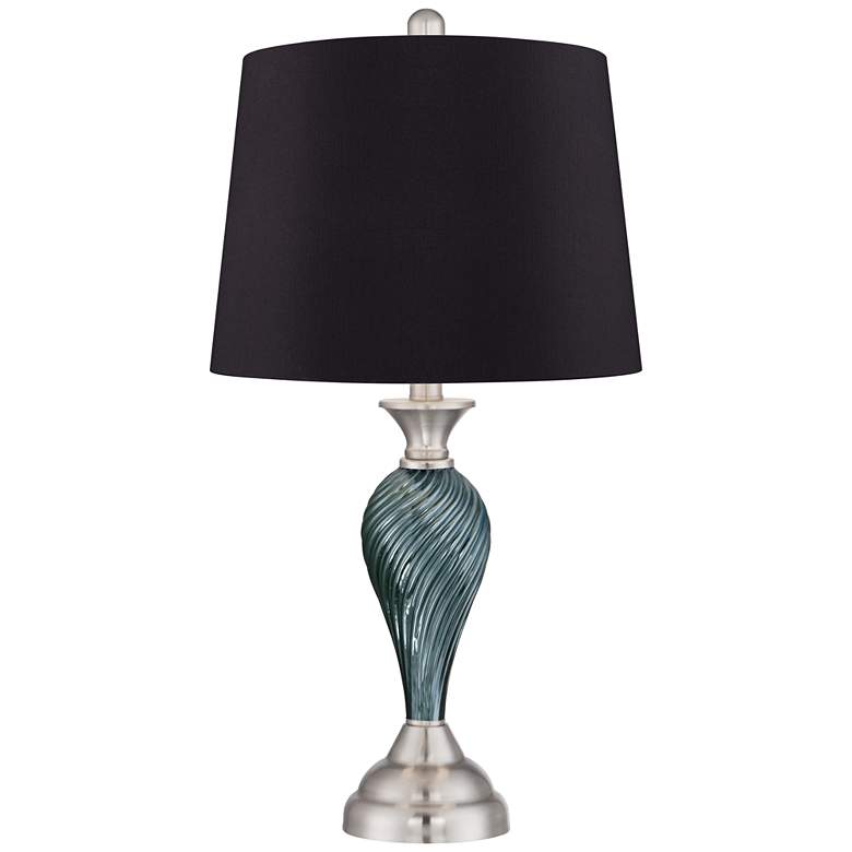 Arden Green-Blue Glass Twist Black Shade Table Lamps Set of 2 more views