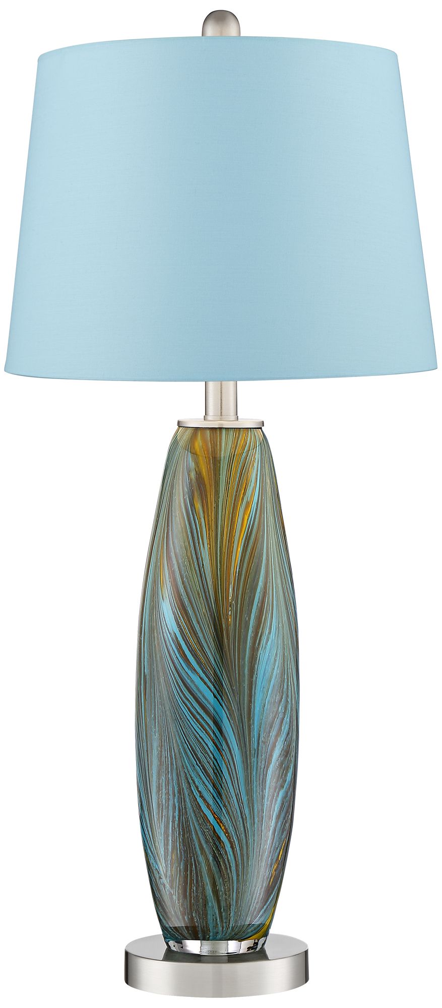 Azure Art Glass Blue Hardback Table Lamps Set of 2 96N52 Lamps Plus