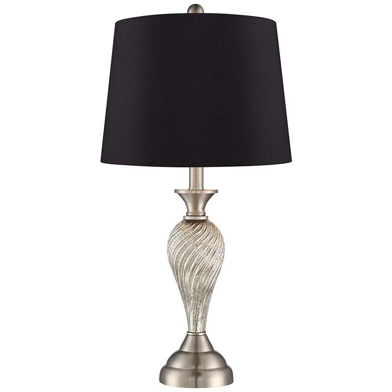 Image 4 Arden Brushed Nickel Twist Black Shade Table Lamps Set of 2 more views