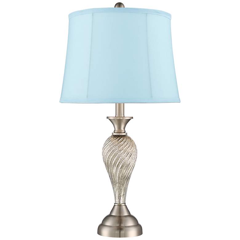 Image 4 Arden Brushed Nickel Twist Blue Softback Table Lamps Set of 2 more views