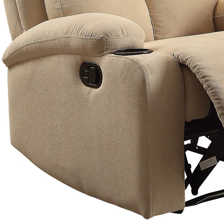 Image 3 Rosia Beige Velvet Adjustable Recliner with Cup Holders more views