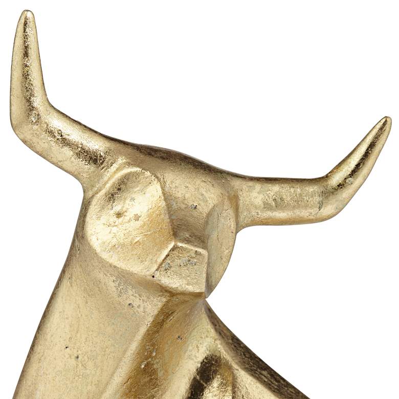 Image 3 Bull 9" High Shiny Gold Statue more views