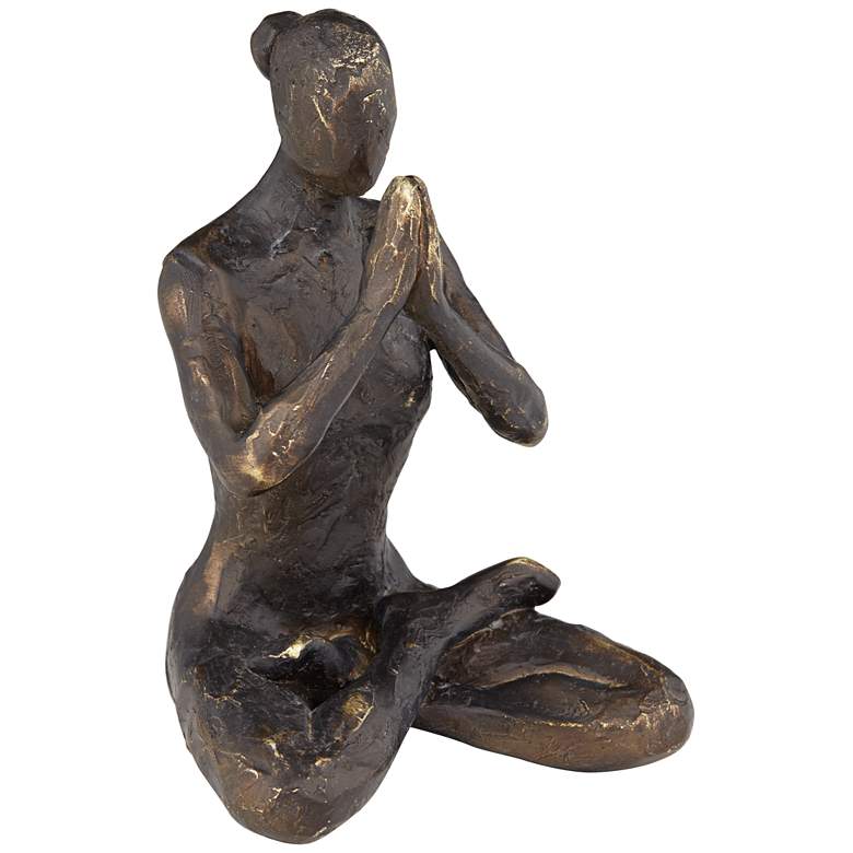 Image 3 Yoga Man in Lotus Pose 6 3/4" High Matte Bronze Statue more views