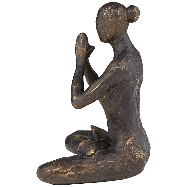 Image 6 Yoga Man in Lotus Pose 6 3/4" High Matte Bronze Statue more views