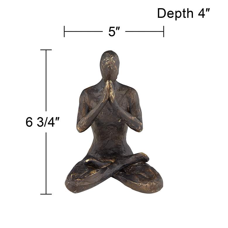 Image 7 Yoga Man in Lotus Pose 6 3/4" High Matte Bronze Statue more views