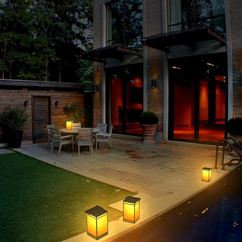 Kiva 7 3/4&quot;H Black LED Solar Portable Outdoor Lantern more views