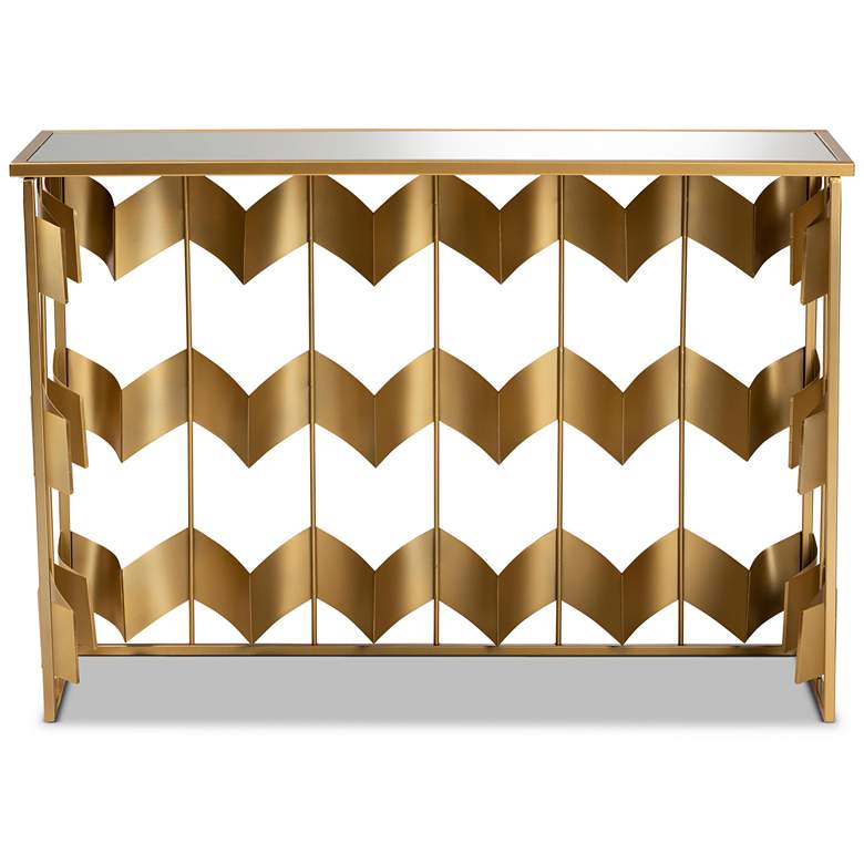 Vega 47 1/4&quot;W Gold and Mirrored Geometric Console Table more views