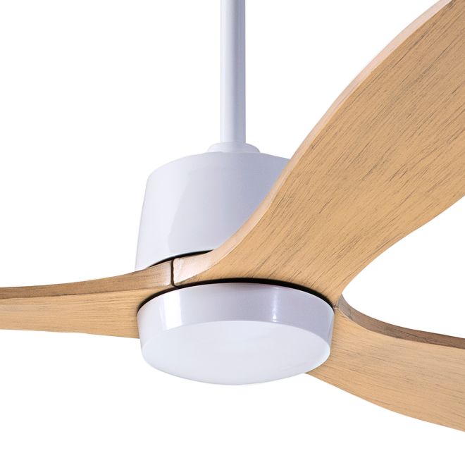 54" Modern Fan Arbor Gloss White and Maple Damp Rated Ceiling Fan