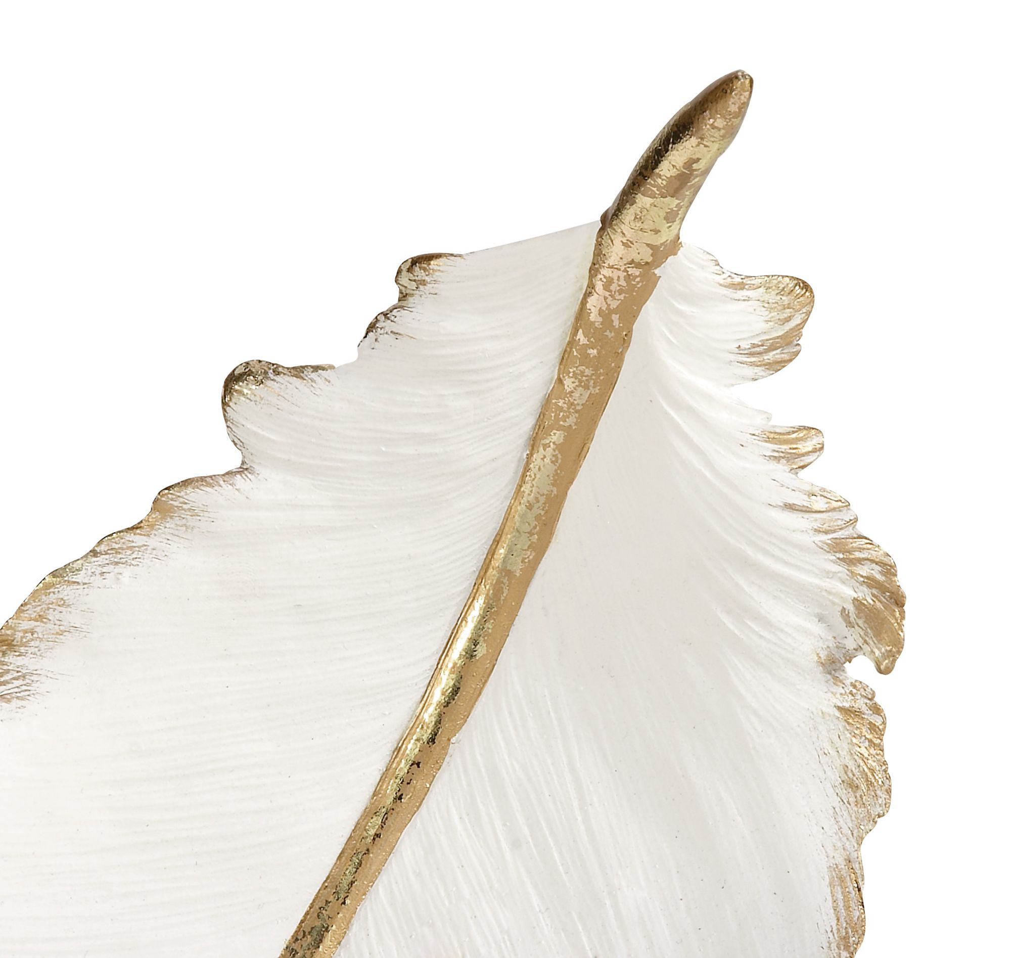 Feather White and Brushed Metallic Gold Decorative Bowl 97G61