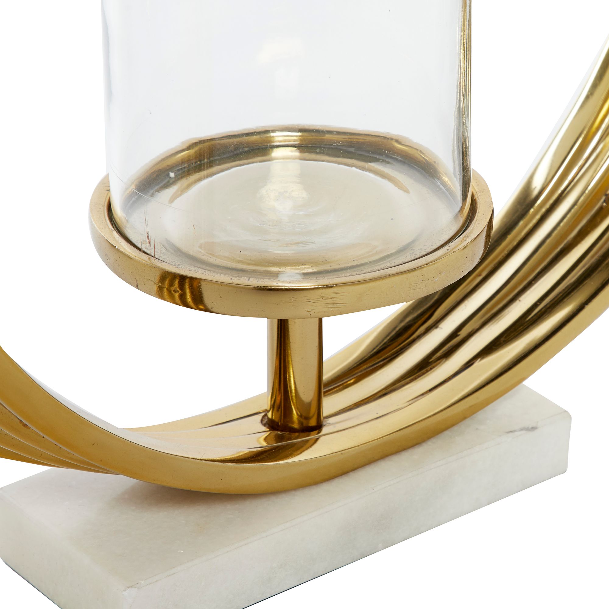 Circular Gold Metal Pillar Candle Holders Set of 2 97J16 Lamps Plus