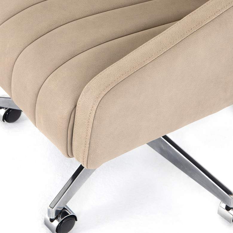 Vonn Mid-Century Umber White Leather Adjustable Swivel Desk Chair more views