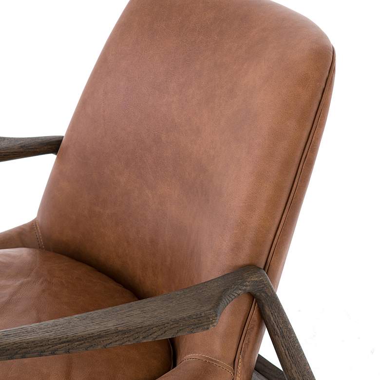 Image 5 Braden Mid-Century Brandy Leather and Nettlewood Chair more views