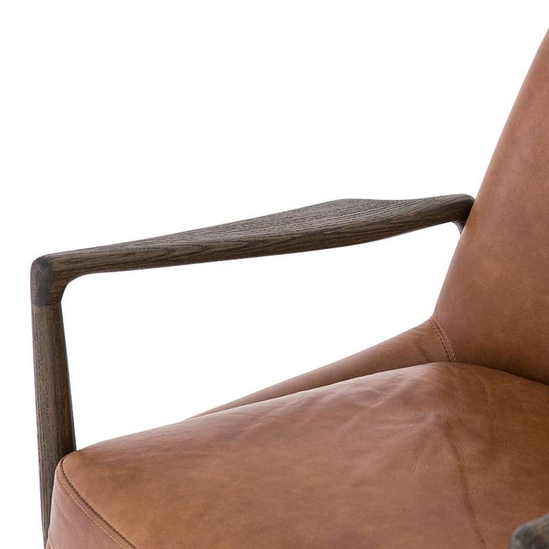 Image 6 Braden Mid-Century Brandy Leather and Nettlewood Chair more views