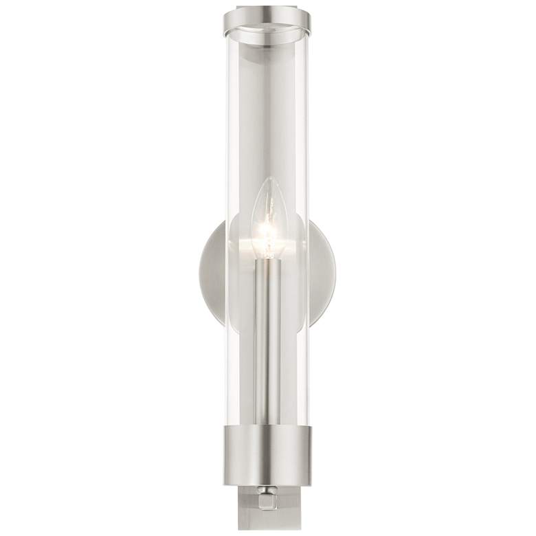 Castleton 18&quot;H Brushed Nickel and Cylinder Glass Wall Sconce more views