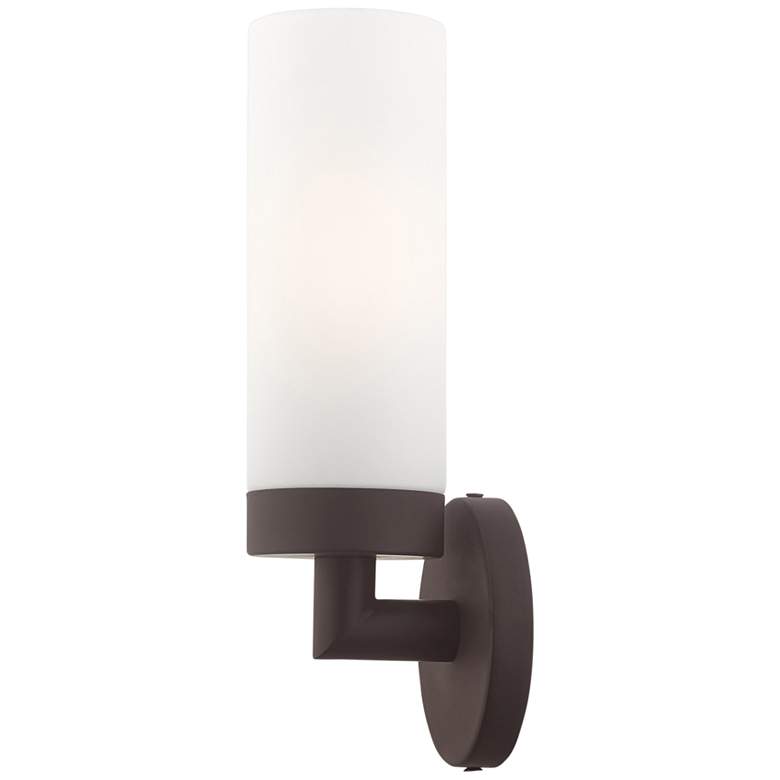 Aero 11 3/4&quot; High Bronze Metal and White Glass Wall Sconce more views
