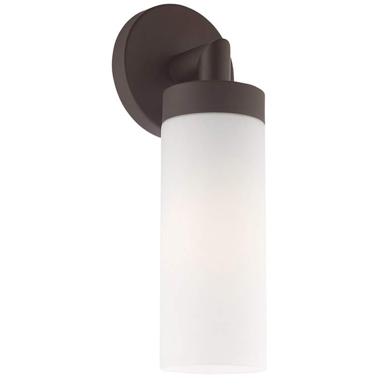 Aero 11 3/4&quot; High Bronze Metal and White Glass Wall Sconce more views