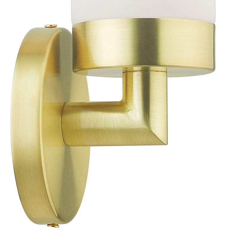 Aero 11 3/4&quot;H Satin Brass Metal and White Glass Wall Sconce more views