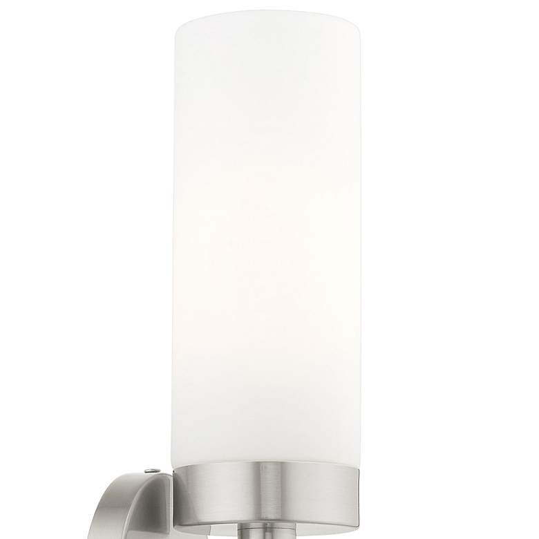 Aero 11 3/4&quot; High Brushed Nickel and White Glass Wall Sconce more views