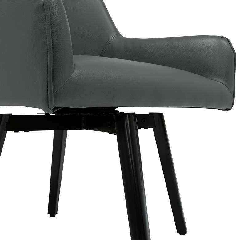 Image 3 Spire Smoke Gray Bonded Leather Swivel Accent Chair more views