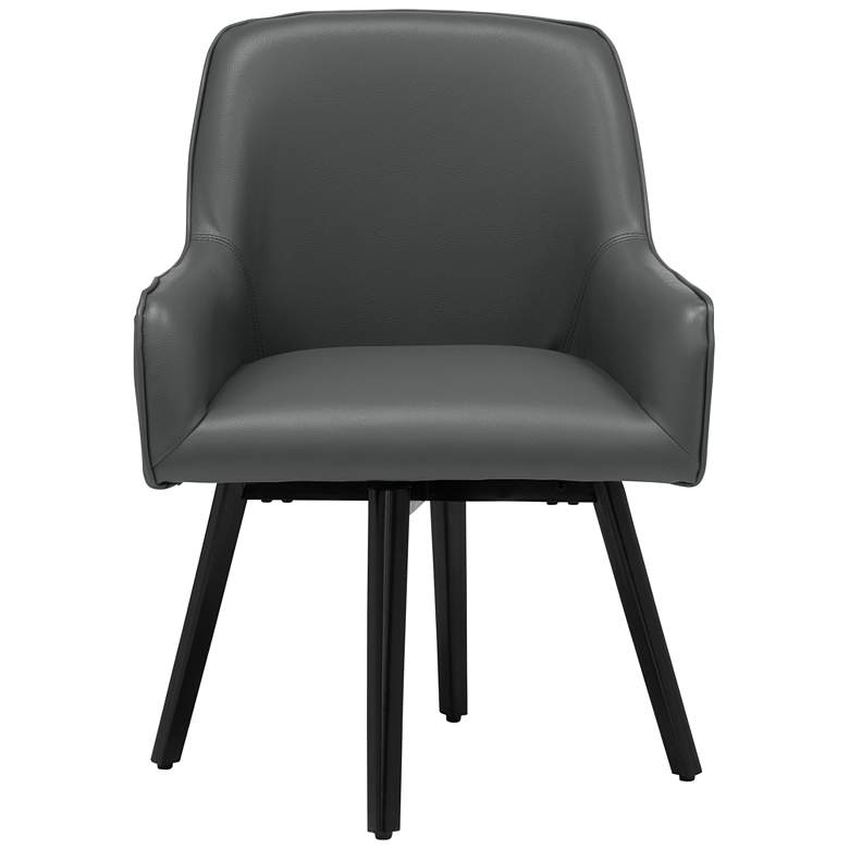 Image 4 Spire Smoke Gray Bonded Leather Swivel Accent Chair more views