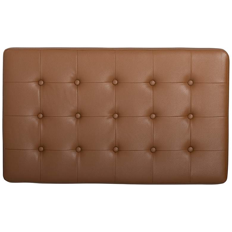 Image 4 Lintel Caramel Light Brown Bonded Leather Tufted Bench more views