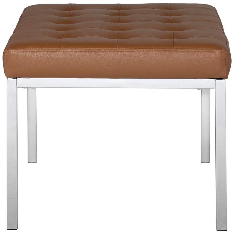 Image 6 Lintel Caramel Light Brown Bonded Leather Tufted Bench more views