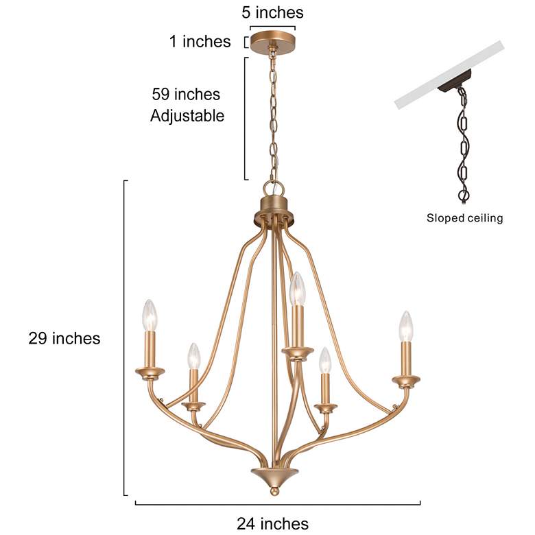 Image 7 Sarla 24" Wide Gold Iron 5-Light Chandelier more views