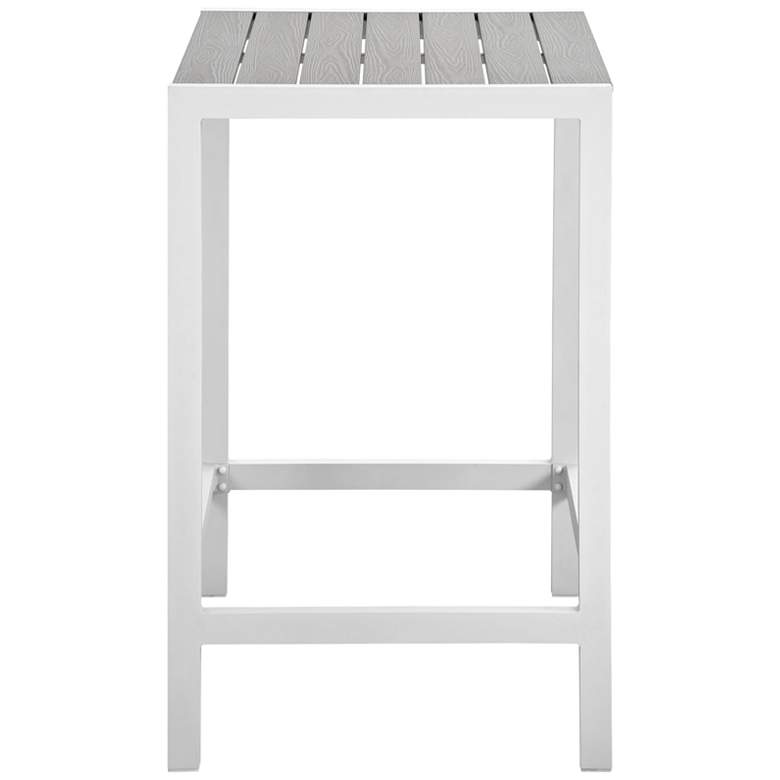 Maine White Light and Gray Square Outdoor Patio Bar Table more views