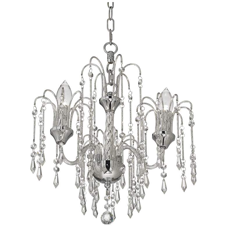 Crystal Rain 15&quot; Wide Chrome 3-Light Crystal Chandelier more views