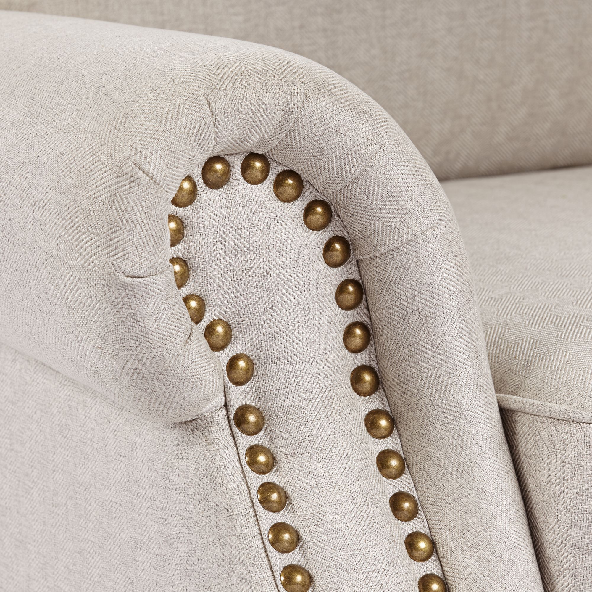 Clyde Park 85" Wide Oslo Linen Nailhead Trim Sofa 9G290 Lamps Plus